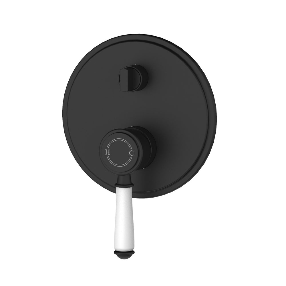IKON CLASICO LEAD FREE WALL DIVERTER MIXER TRIM KIT WITH ROUGH IN BODY 160MM CERAMIC HANDLE MATTE BLACK