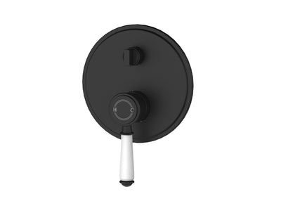 IKON CLASICO LEAD FREE WALL DIVERTER MIXER TRIM KIT WITH ROUGH IN BODY 160MM CERAMIC HANDLE MATTE BLACK