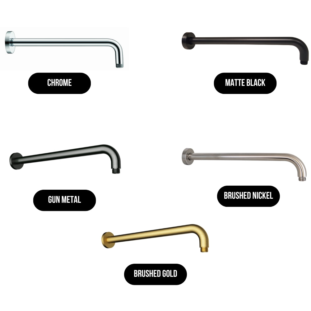 IKON ROUND HORIZONTAL SHOWER ARM 400MM BRUSHED NICKEL