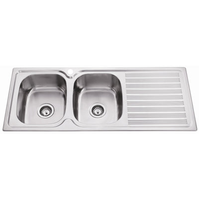 IKON EDEN DOUBLE BOWL SINGLE DRAINER LHB SINK STAINLESS STEEL 1180MM