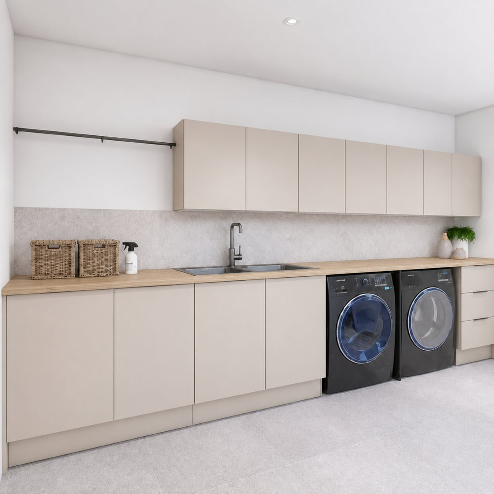 TIMBERLINE LAMINEX CLASSIC OAK NATURAL DOUBLE BOWL LAUNDRY LAMINATE BENCHTOP