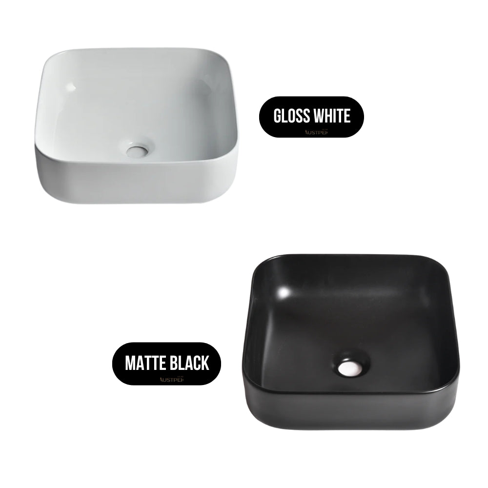 CLAYA SQUARE ABOVE COUNTER BASIN GLOSS WHITE 380MM