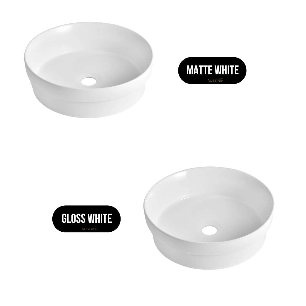 CLAYA ROUND SEMI INSET BASIN GLOSS WHITE 400MM