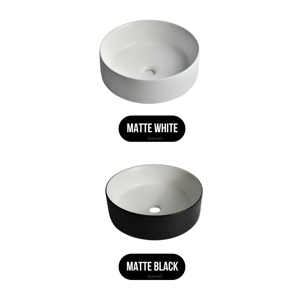 CLAYA POLAR LUNA ROUND ABOVE COUNTER BASIN TEXTURED MATTE BLACK 360MM