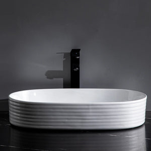 CLAYA PILL FLUTED ABOVE COUNTER BASIN GLOSS WHITE 605MM