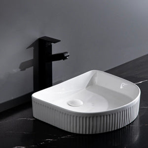 CLAYA ARCHED FLUTED ABOVE COUNTER BASIN GLOSS WHITE 415MM