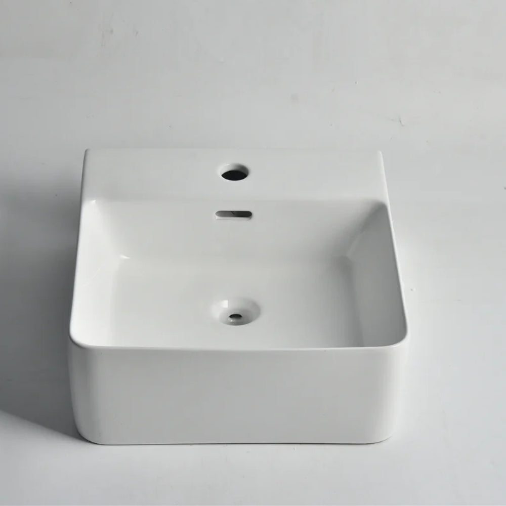 CLAYA SQUARE WALL HUNG BASIN GLOSS WHITE 420MM
