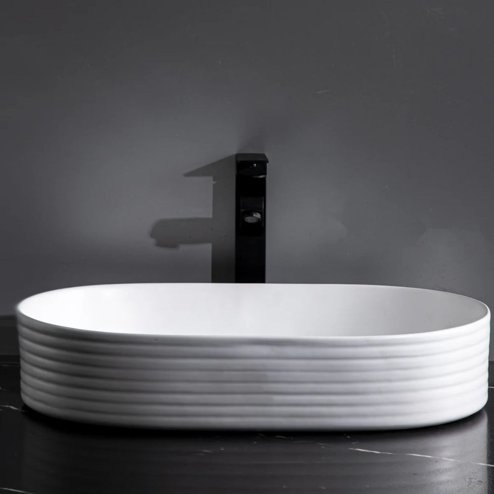 CLAYA PILL FLUTED ABOVE COUNTER BASIN MATTE WHITE 605MM