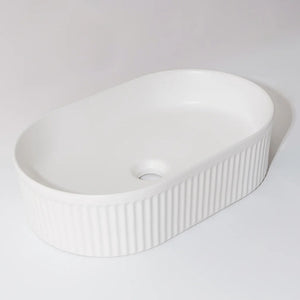 CLAYA PILL FLUTED ABOVE COUNTER BASIN MATTE WHITE 490MM