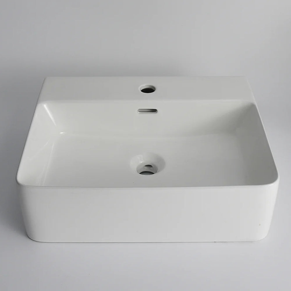 CLAYA RECTANGULAR WALL HUNG BASIN GLOSS WHITE 520MM