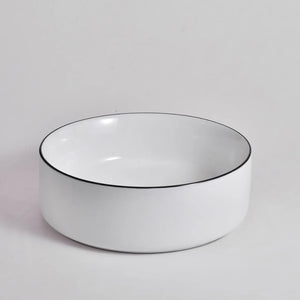 CLAYA ROUND ABOVE COUNTER BASIN GLOSS WHITE BLACK RIM 360MM
