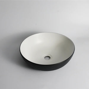 CLAYA POLAR WAVY ROUND ABOVE COUNTER BASIN TEXTURED MATTE BLACK 400MM