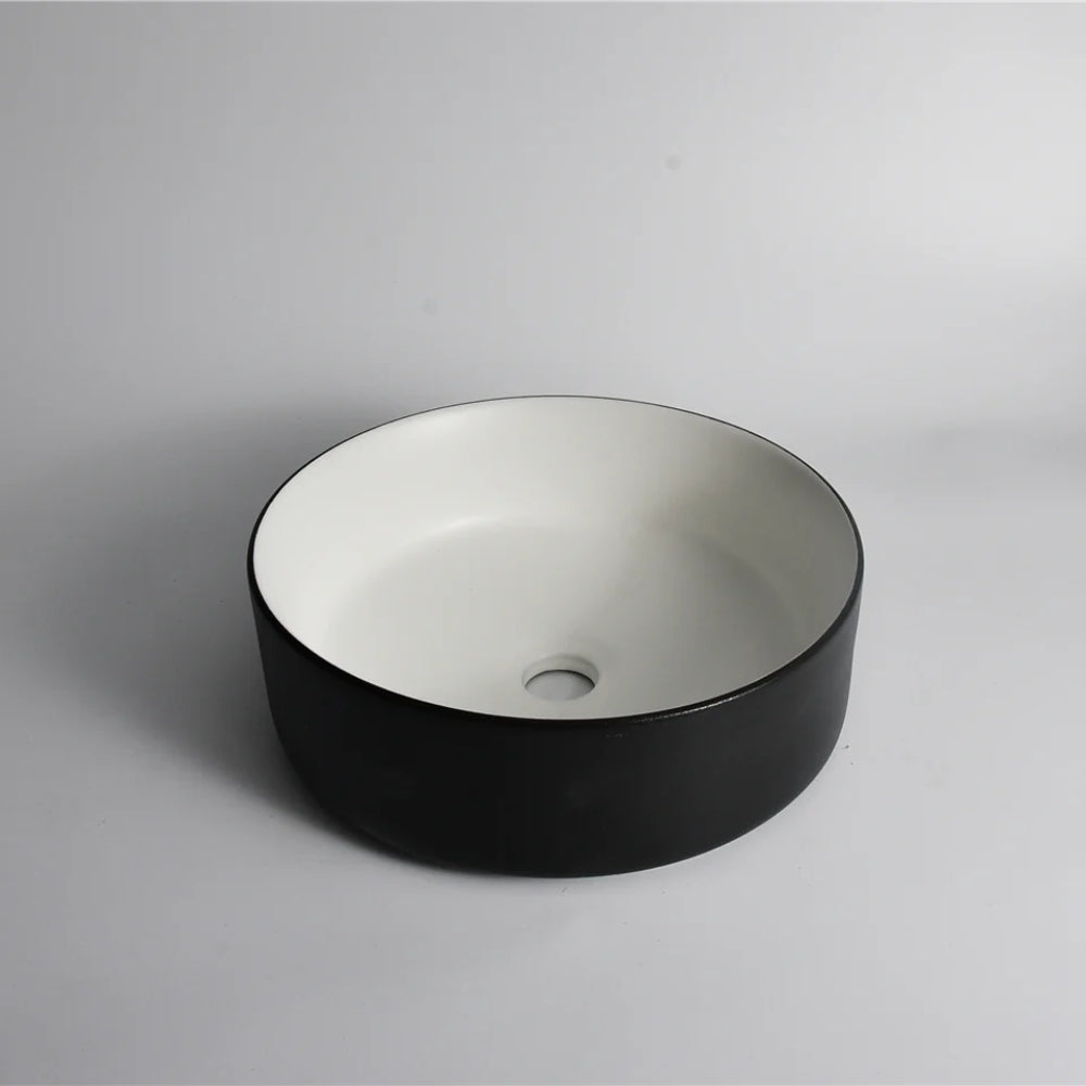 CLAYA POLAR LUNA ROUND ABOVE COUNTER BASIN TEXTURED MATTE BLACK 360MM