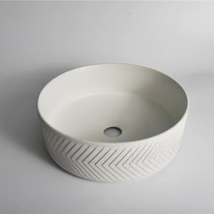 CLAYA POLAR ARROW ROUND ABOVE COUNTER BASIN TEXTURED MATTE WHITE 360MM