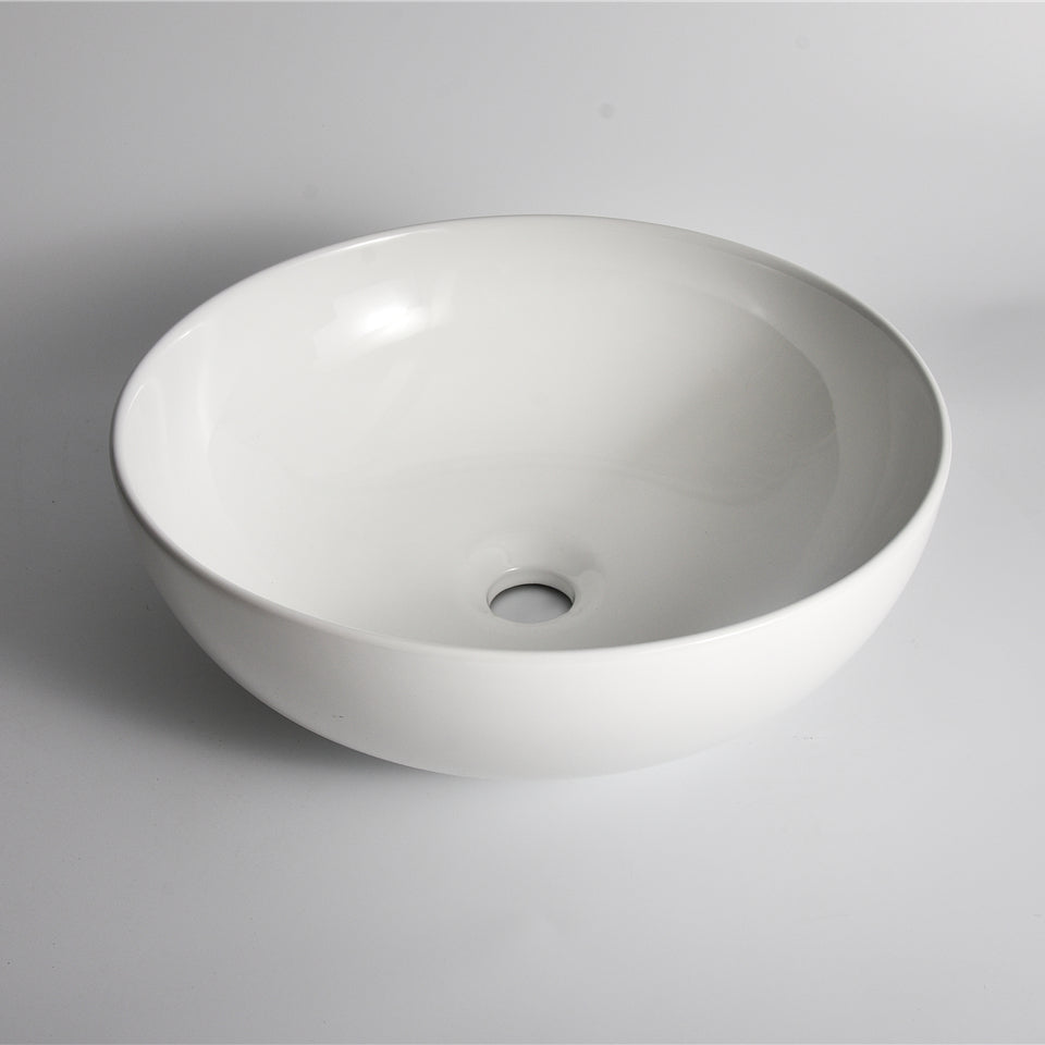 CLAYA ROUND ABOVE COUNTER BASIN GLOSS WHITE 400MM