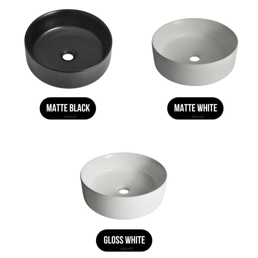 CLAYA ROUND ABOVE COUNTER BASIN MATTE BLACK 360MM