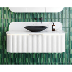 TIMBERLINE SANTOS WHITE SATIN 1200MM SINGLE BOWL WALL HUNG VANITY (SHOWROOM DISPLAY)