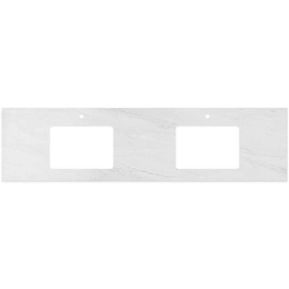 FIENZA CLOUDBURST RECTANGULAR SOLID SURFACE BENCHTOP WITH DOUBLE UNDERMOUNT BASIN HOLE & TAP HOLES (AVAILABLE IN 1500MM AND 1800MM)
