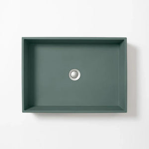 CONCRETE STUDIO BALY LARGE ABOVE COUNTER BASIN RECTANGLE TEAL 510MM
