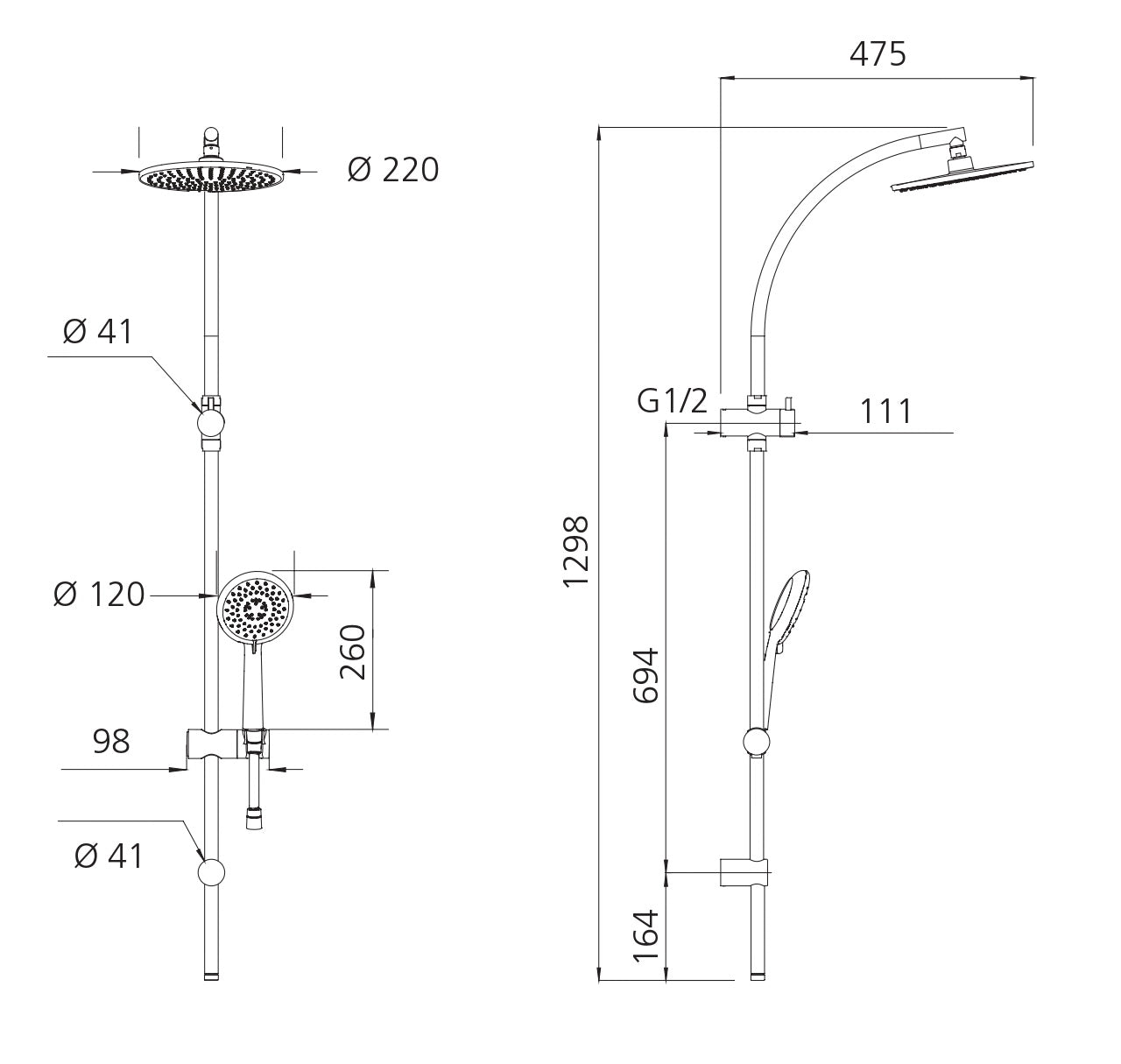 OLIVERI COPENHAGEN DUAL SHOWER SET CHROME