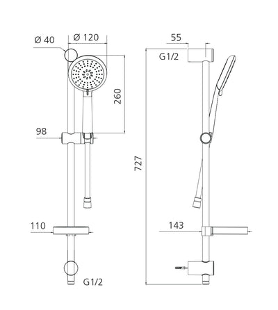 OLIVERI COPENHAGEN HAND SHOWER WITH RAIL CHROME