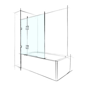 VEROTTI CUSTOM FRAMELESS BATHSCREEN FIXED AND SWING PANEL 1100MM