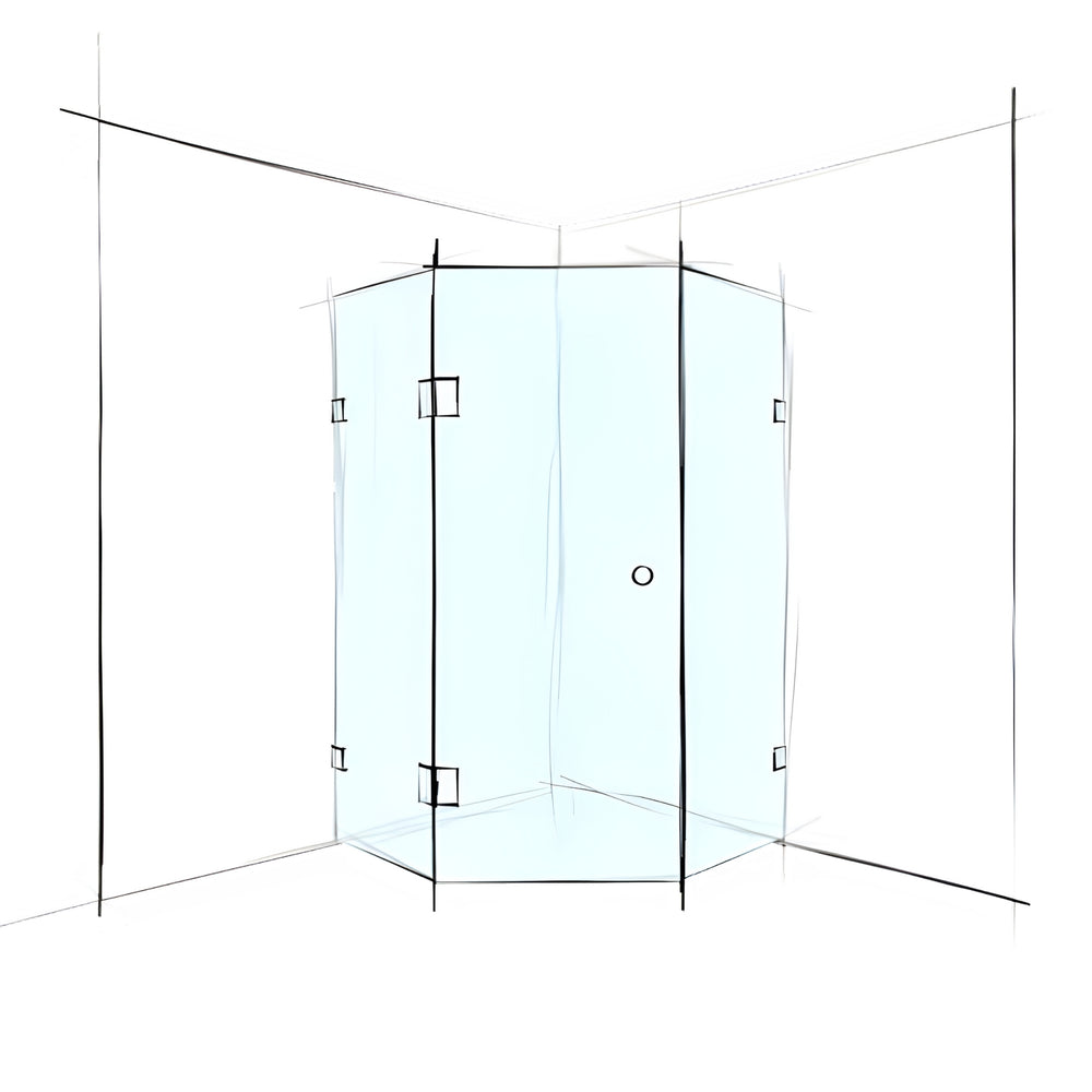 VEROTTI CUSTOM FRAMELESS HEX CORNER SHOWER SCREEN SET-IN 1200MM