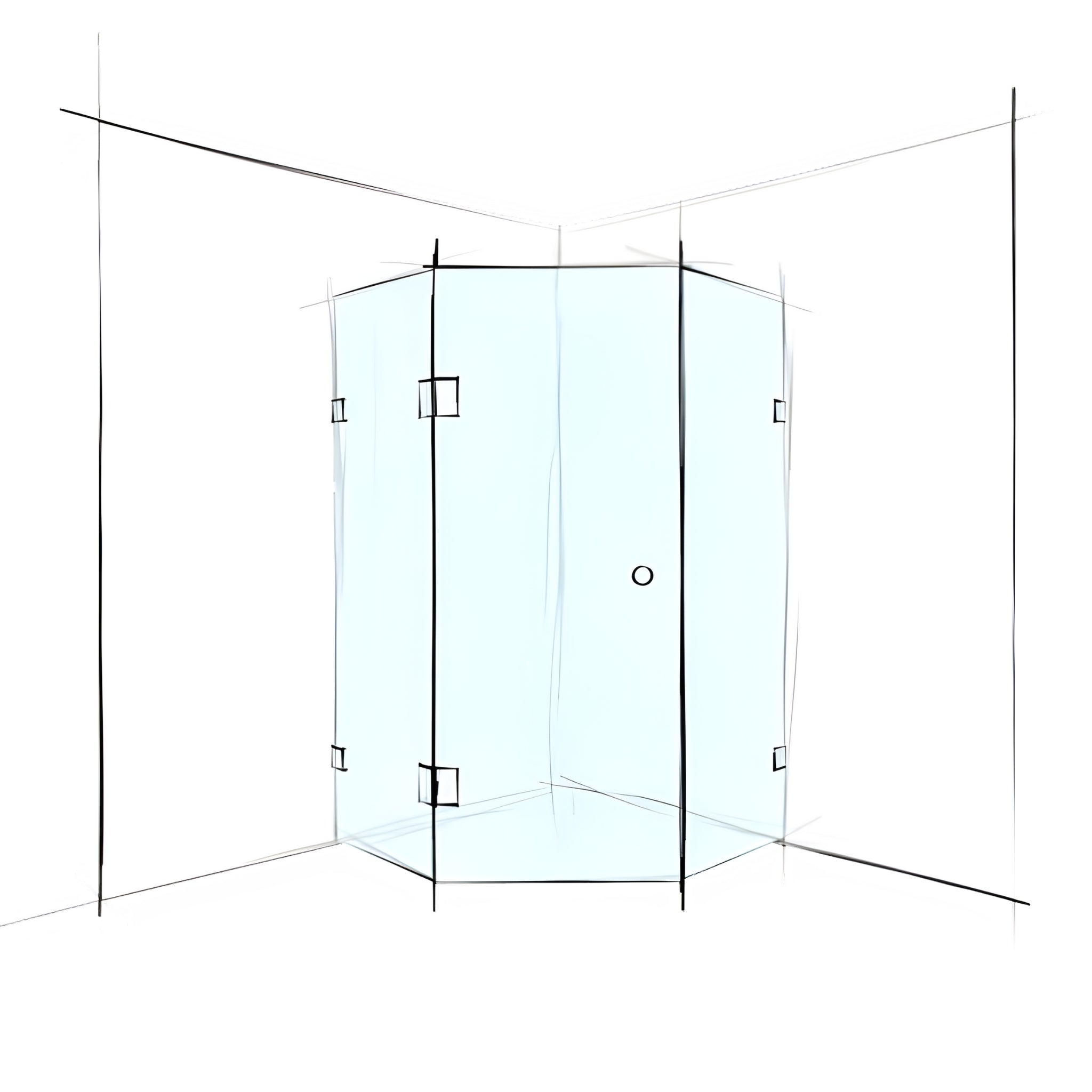 VEROTTI CUSTOM FRAMELESS HEX CORNER SHOWER SCREEN SET-IN 1200MM