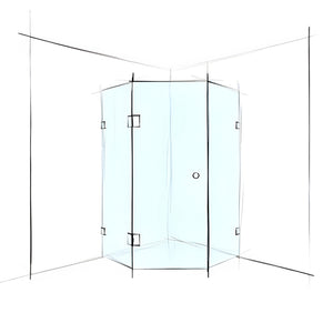 VEROTTI CUSTOM FRAMELESS HEX CORNER SHOWER SCREEN SET-IN 1200MM