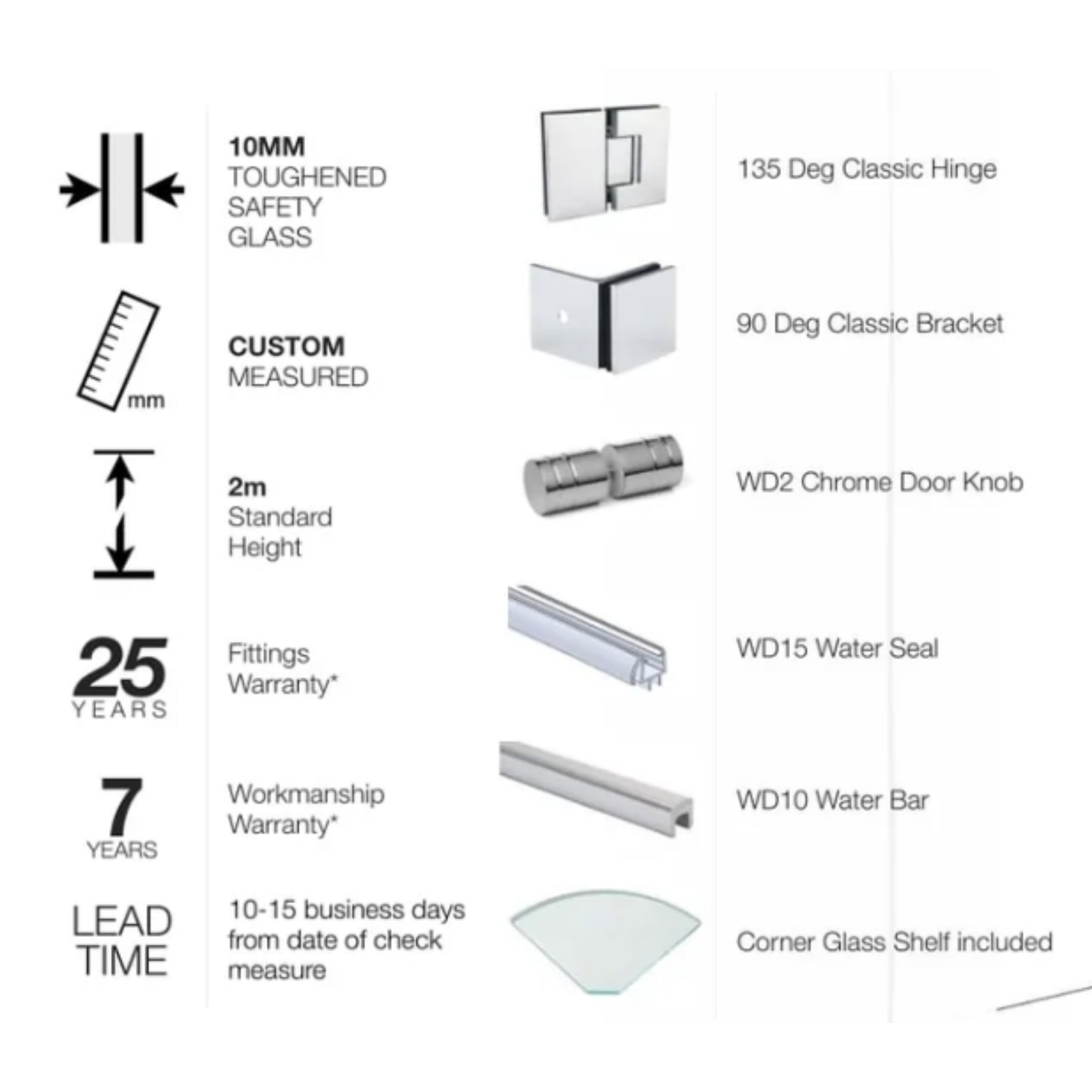 VEROTTI CUSTOM FRAMELESS HEX CORNER SHOWER SCREEN SET-IN 1200MM