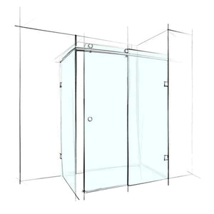 VEROTTI CUSTOM FRAMELESS SQUARE CORNER SHOWER SCREEN SET-IN 1200MM