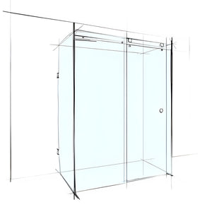 VEROTTI CUSTOM FRAMELESS SLIDING SHOWER SCREEN U-SHAPE SET-IN 1200MM