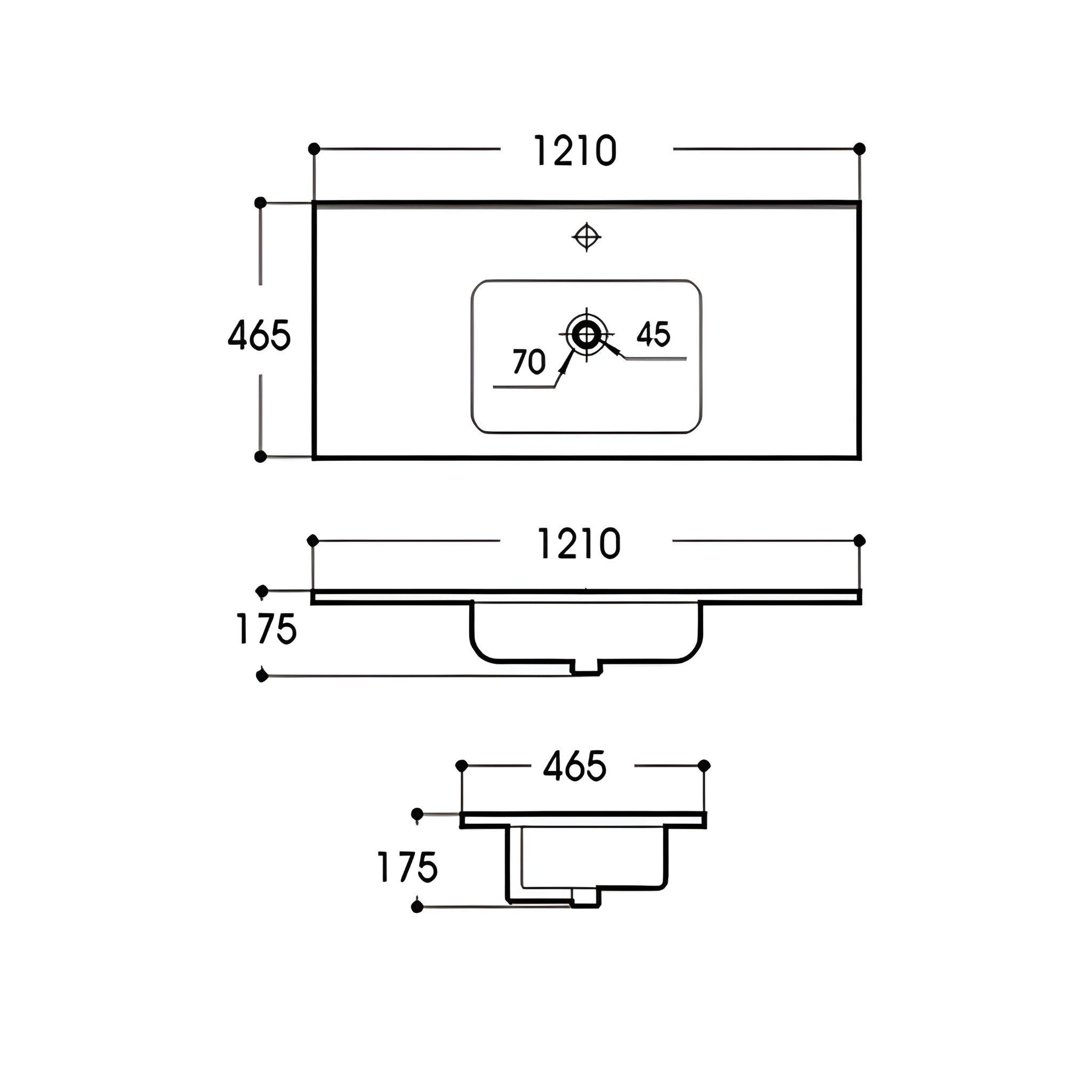 POSEDION OLIVIA GLOSS WHITE SINGLE BOWL CERAMIC VANITY TOP (AVAILABLE IN 610MM, 760MM, 910MM AND 1210MM)