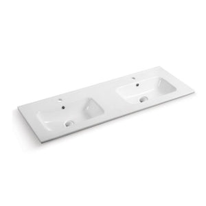 POSEIDON OLIVIA GLOSS WHITE DOUBLE BOWL CERAMIC VANITY TOP 1210MM