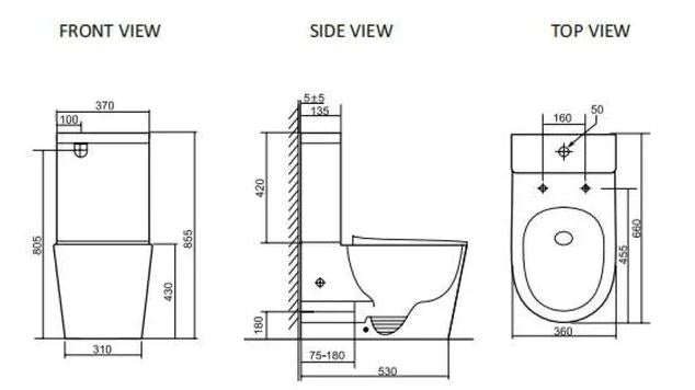 INSPIRE RADIANT RIMLESS TORNADO TOILET SUITE SLIM SEAT GLOSS WHITE