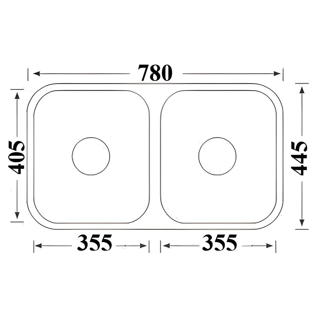 IKON CORA DOUBLE BOWL UNDERMOUNT SINK STAINLESS STEEL 780MM