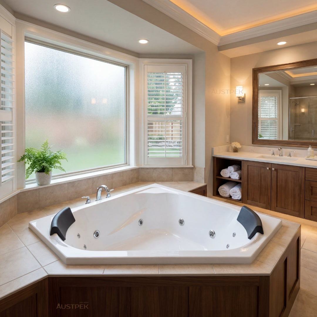 DECINA ANGELIQUE CORNER DOLCE VITA SPA BATH GLOSS WHITE (AVAILABLE IN 1295MM AND 1465MM) WITH 18-JETS