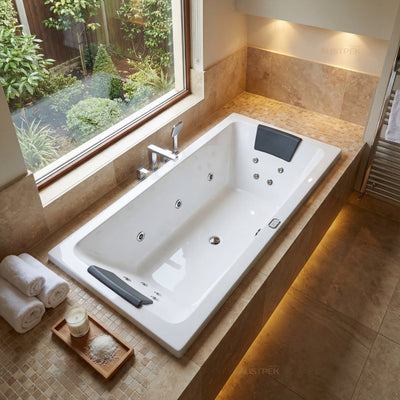 DECINA CARINA INSET CONTOUR SPA BATH GLOSS WHITE (AVAILABLE IN 1525MM, 1675MM AND 1750MM) WITH 14-JETS