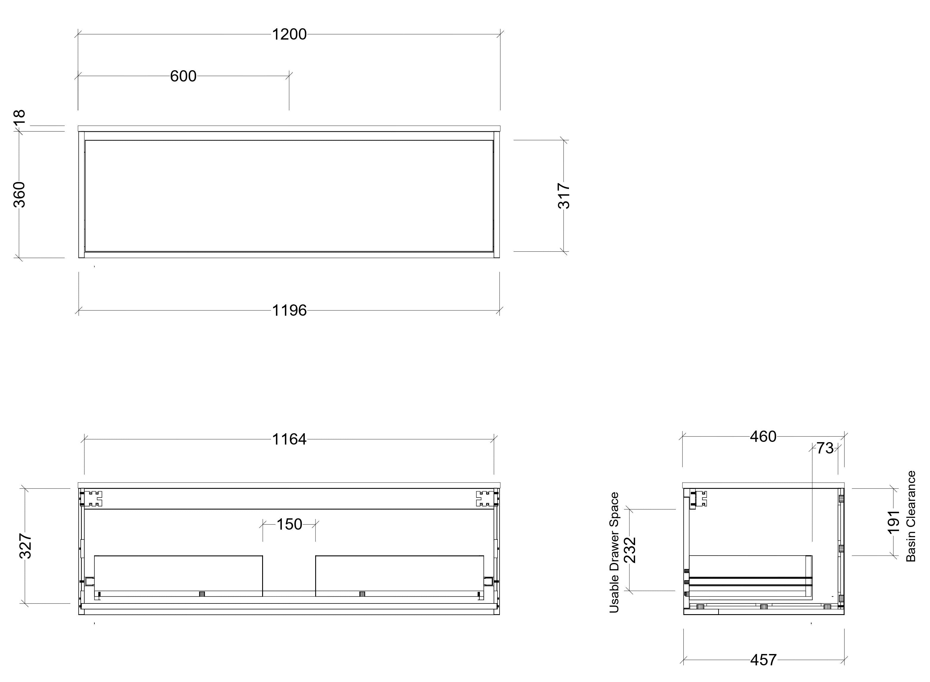 TIMBERLINE DELAWARE CUSTOM WALL HUNG VANITY (ALL SIZING)