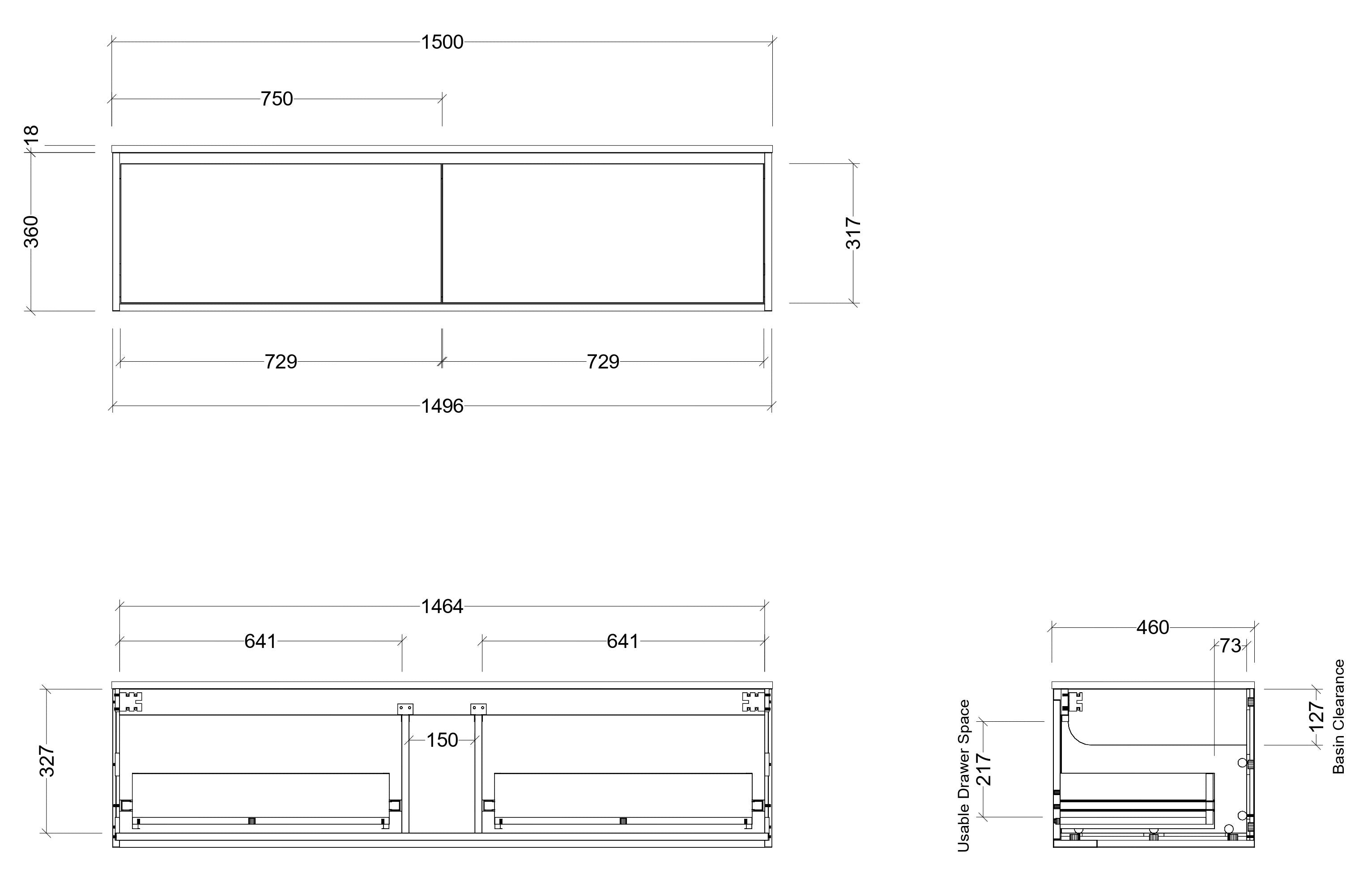 TIMBERLINE DELAWARE CUSTOM WALL HUNG VANITY (ALL SIZING)