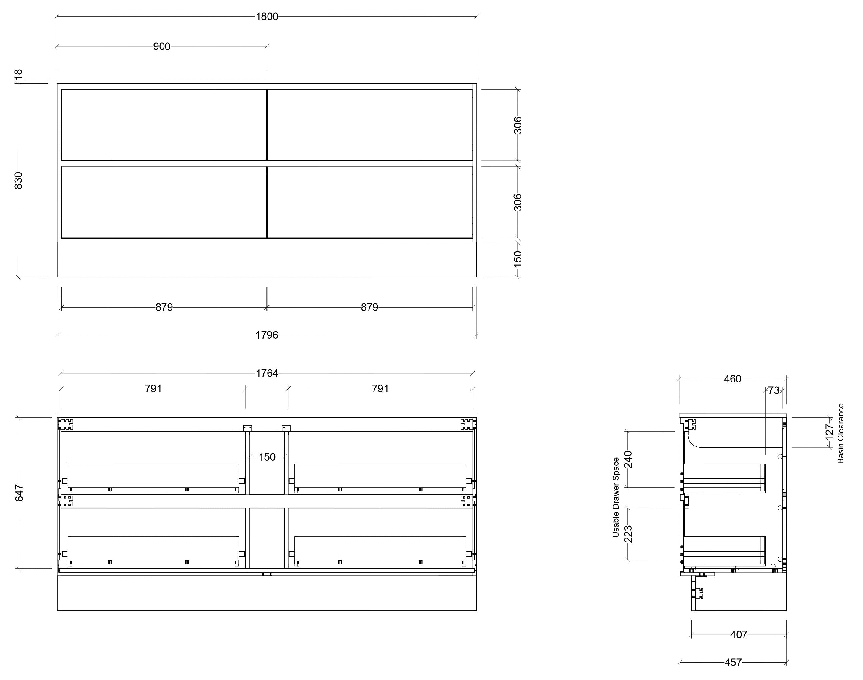 TIMBERLINE DELAWARE CUSTOM FLOOR STANDING VANITY (ALL SIZING)