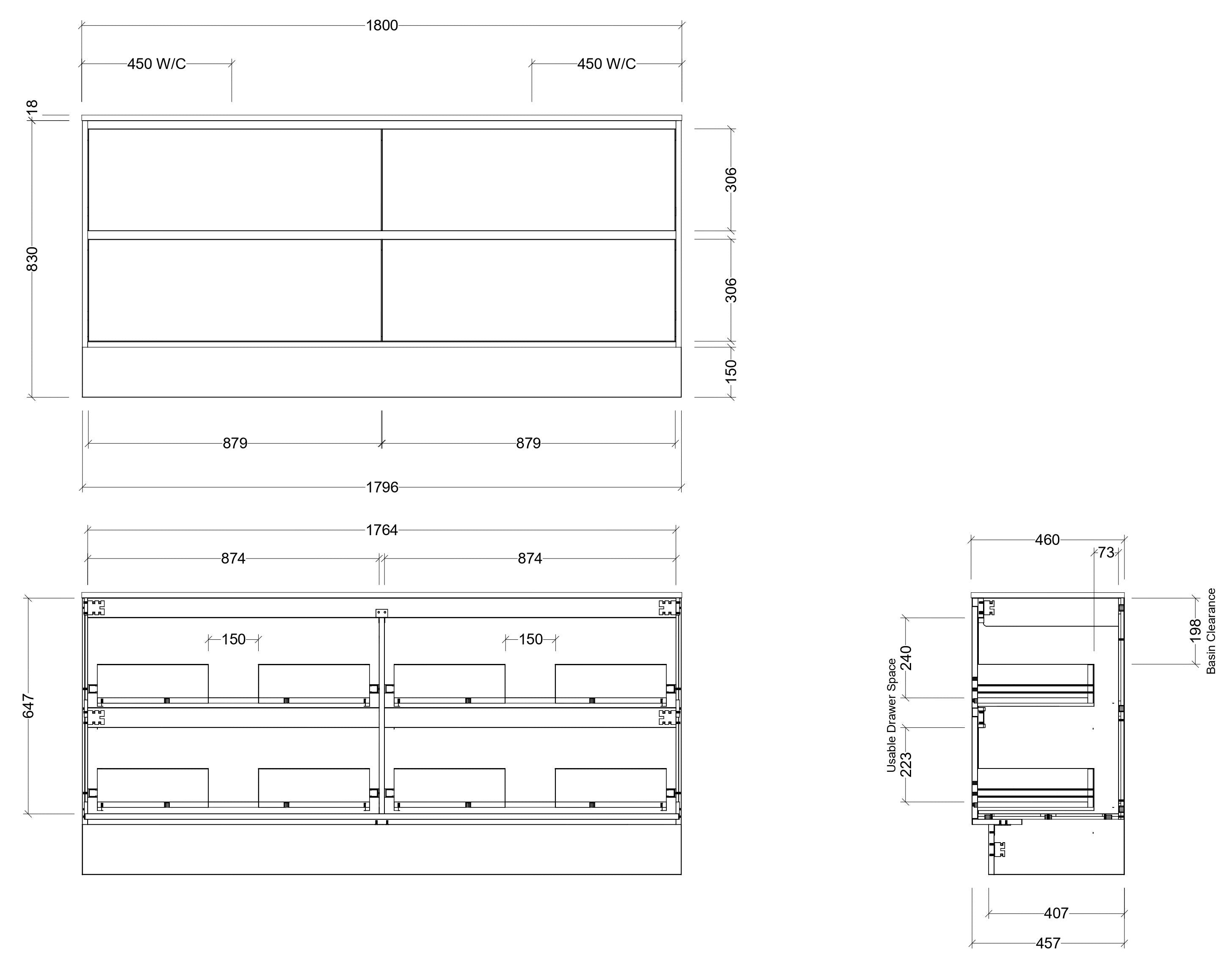 TIMBERLINE DELAWARE CUSTOM FLOOR STANDING VANITY (ALL SIZING)