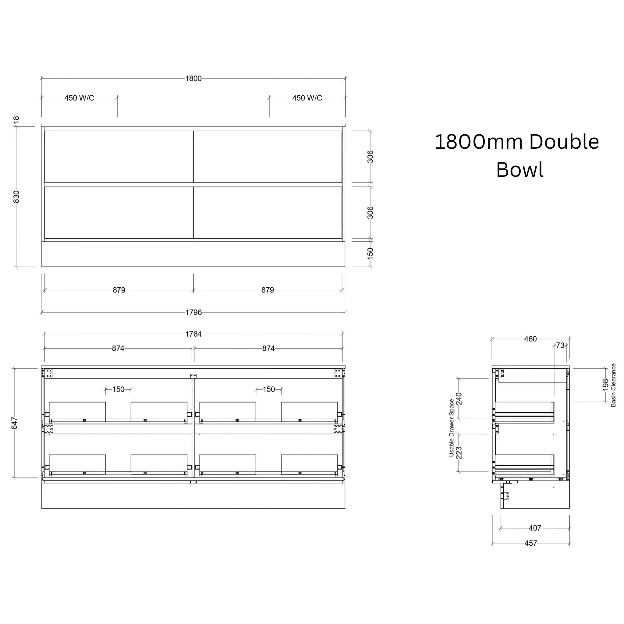TIMBERLINE DELAWARE CUSTOM FLOOR STANDING VANITY (ALL SIZING)