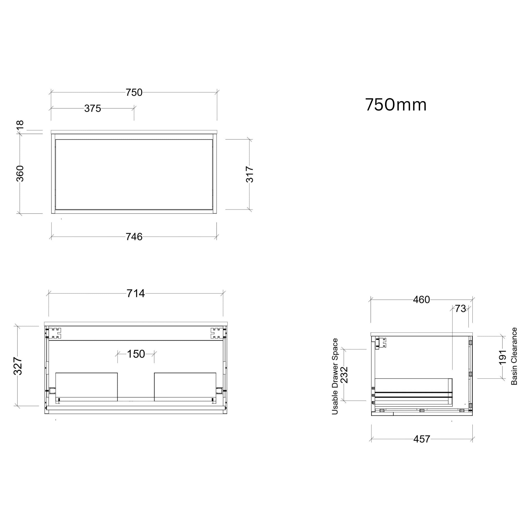 TIMBERLINE DELAWARE CUSTOM WALL HUNG VANITY (ALL SIZING)
