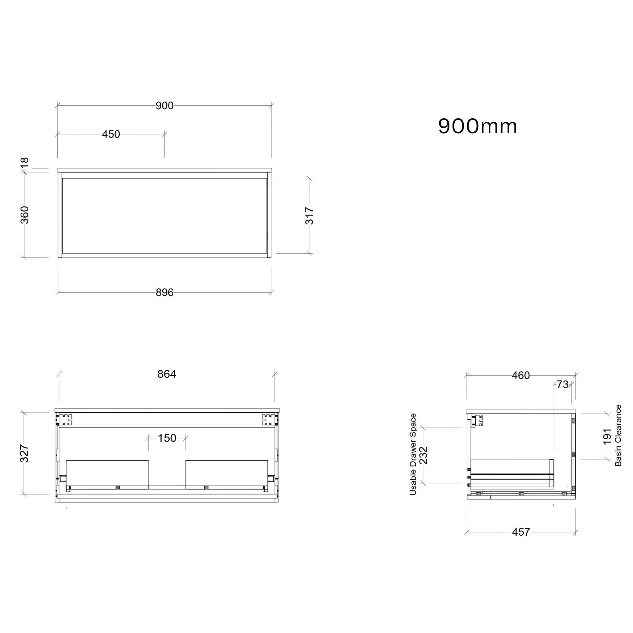 TIMBERLINE DELAWARE CUSTOM WALL HUNG VANITY (ALL SIZING)