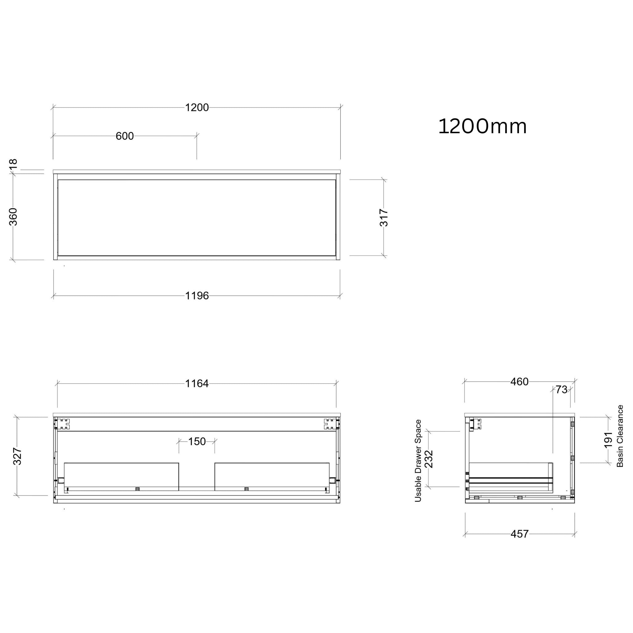 TIMBERLINE DELAWARE CUSTOM WALL HUNG VANITY (ALL SIZING)