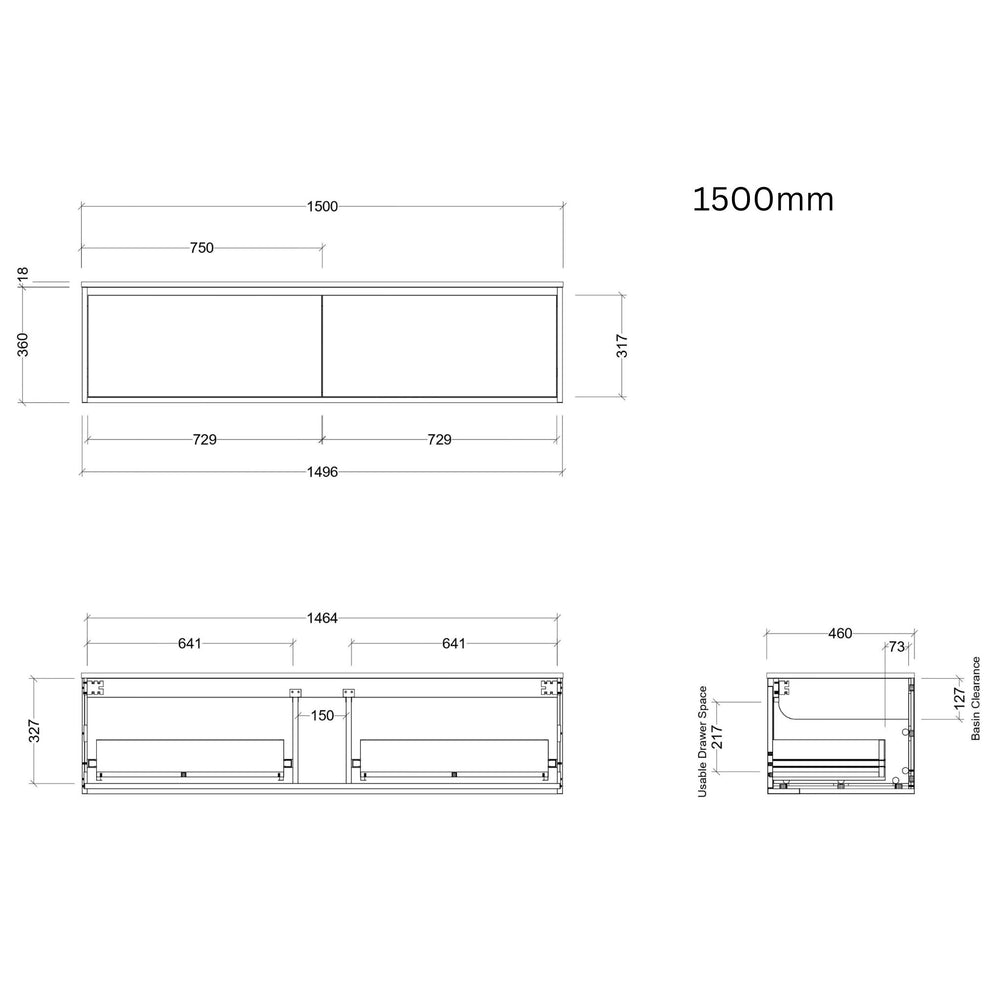 TIMBERLINE DELAWARE CUSTOM WALL HUNG VANITY (ALL SIZING)