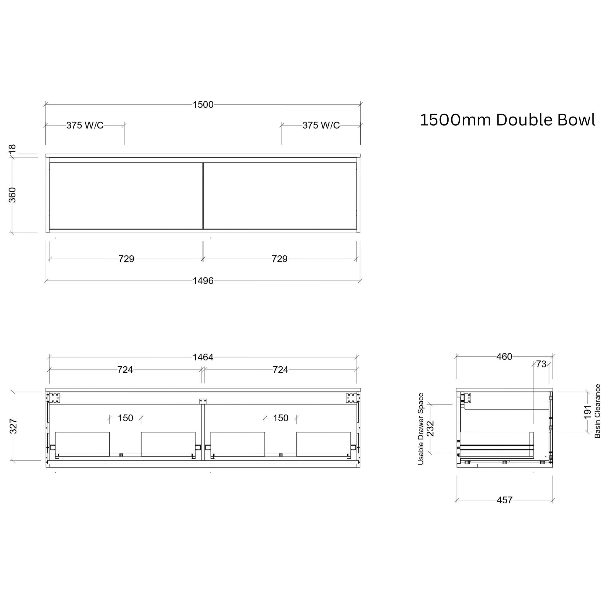 TIMBERLINE DELAWARE CUSTOM WALL HUNG VANITY (ALL SIZING)