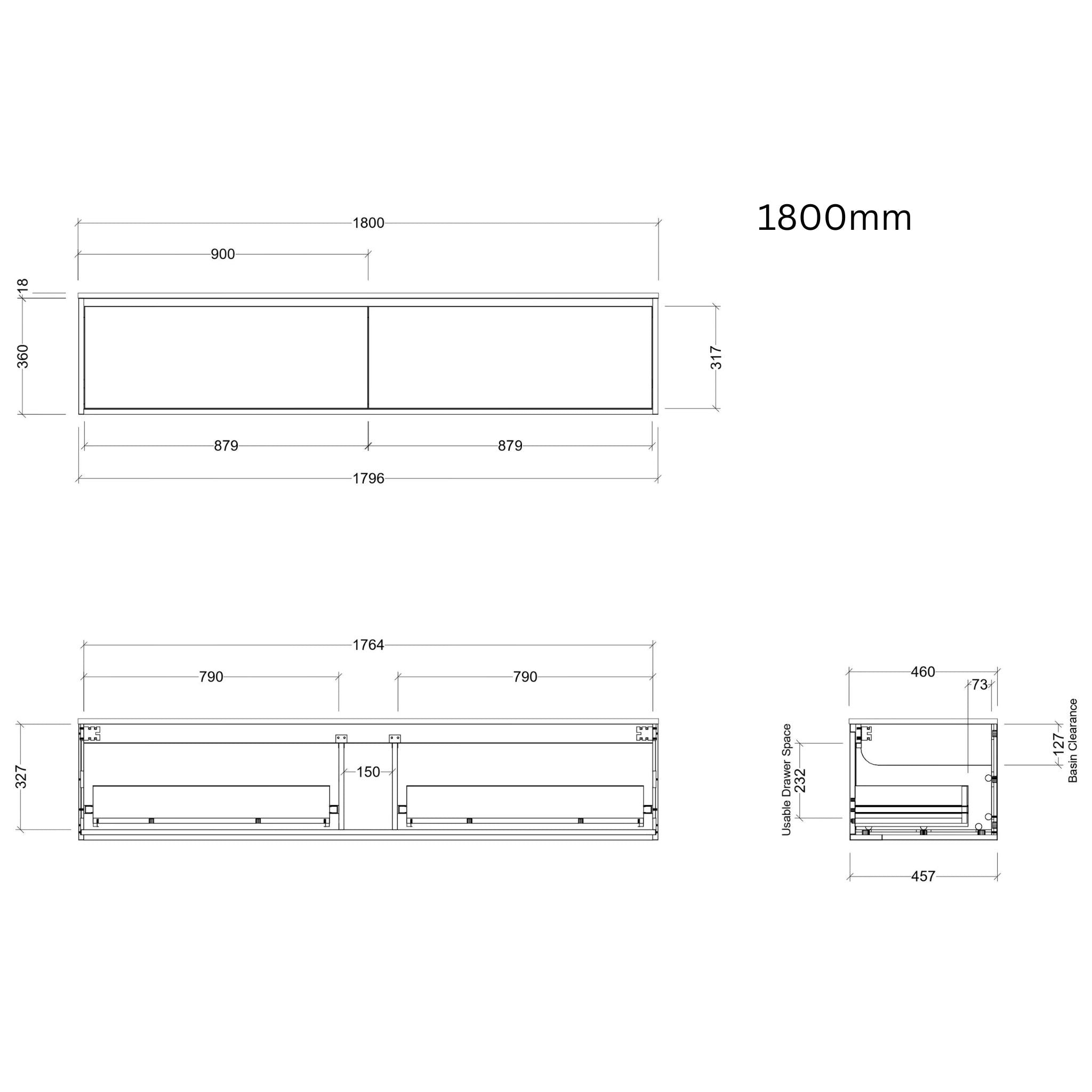 TIMBERLINE DELAWARE CUSTOM WALL HUNG VANITY (ALL SIZING)