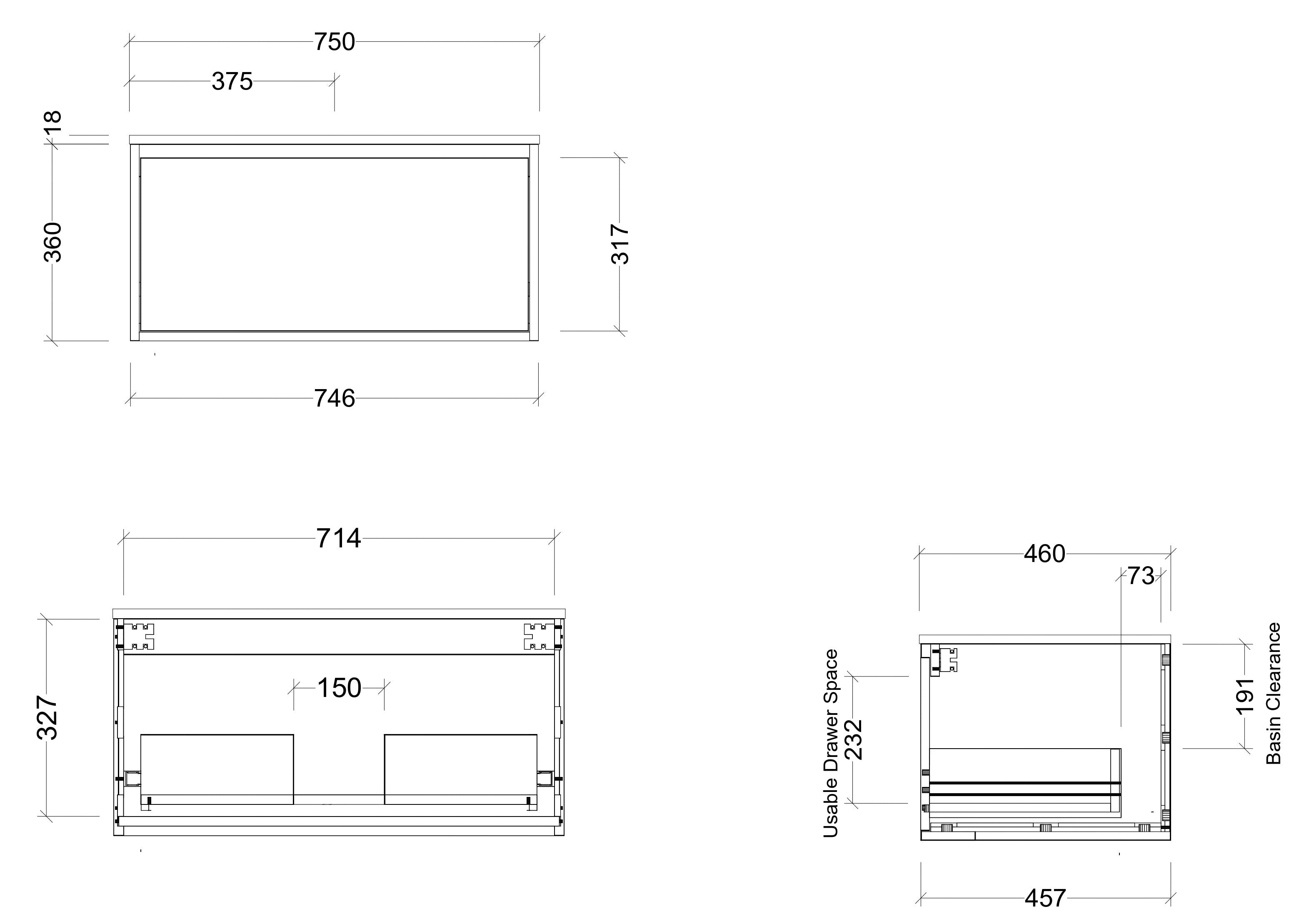 TIMBERLINE DELAWARE CUSTOM WALL HUNG VANITY (ALL SIZING)